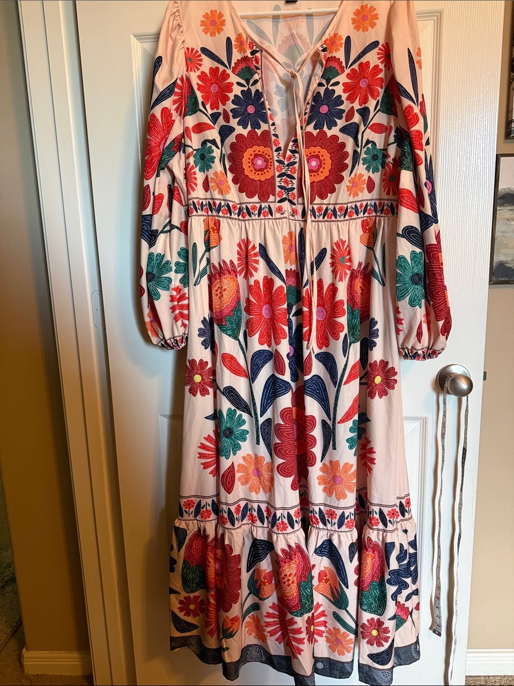 SHEIN Multi-Color Floral Embroidered Maxi Dress